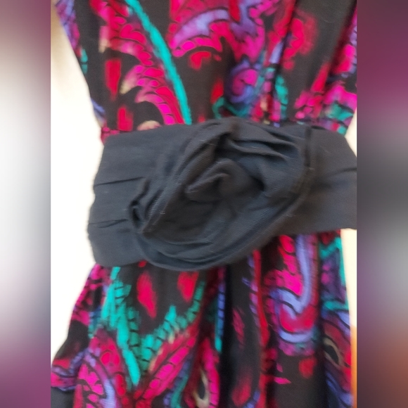 Vintage 80s Robbie Bee Peplum Pencil Dress with Cloth Rose Belt Size 8 - Picture 9 of 12